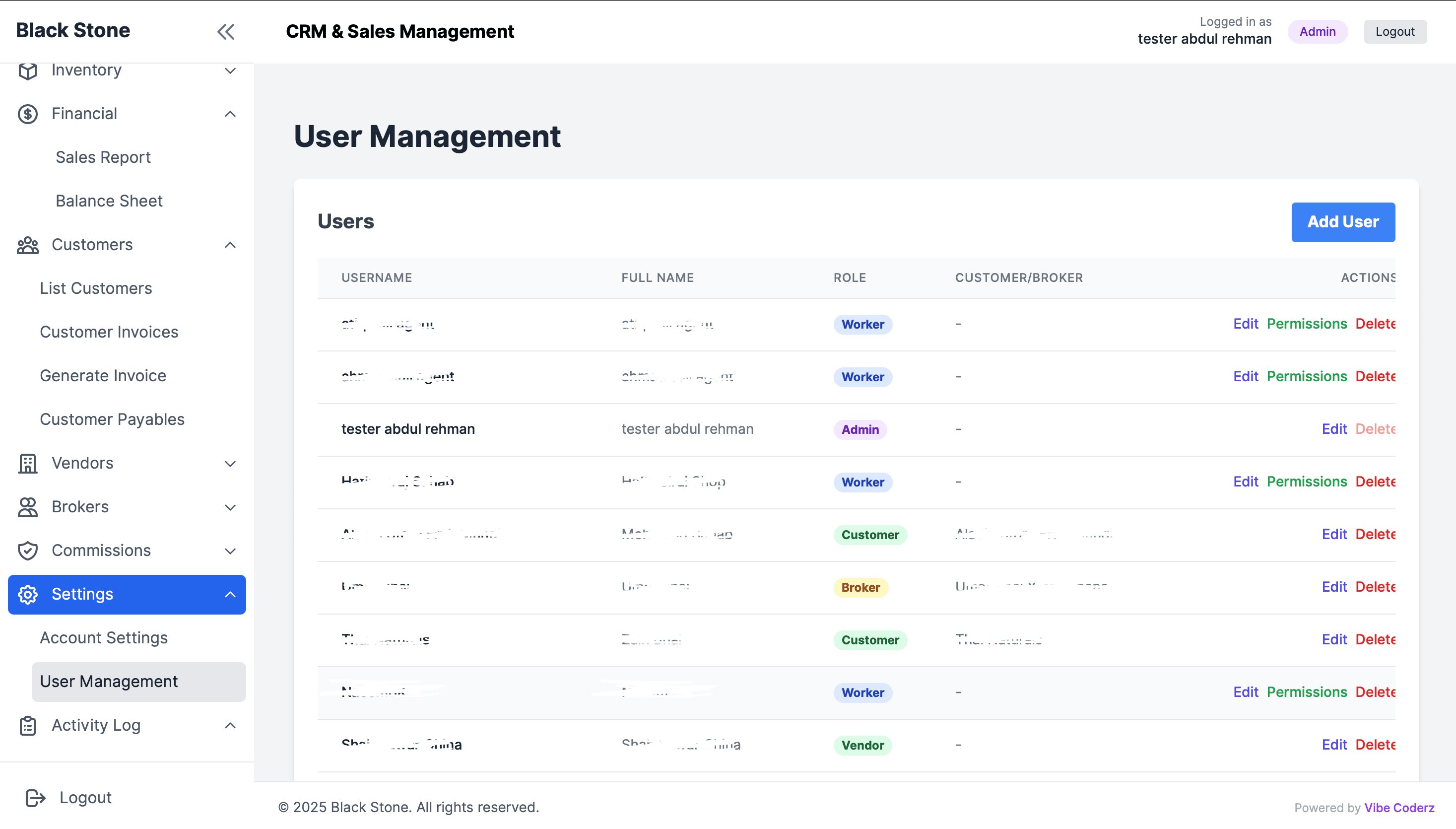 BlackStone CRM interface, view 3