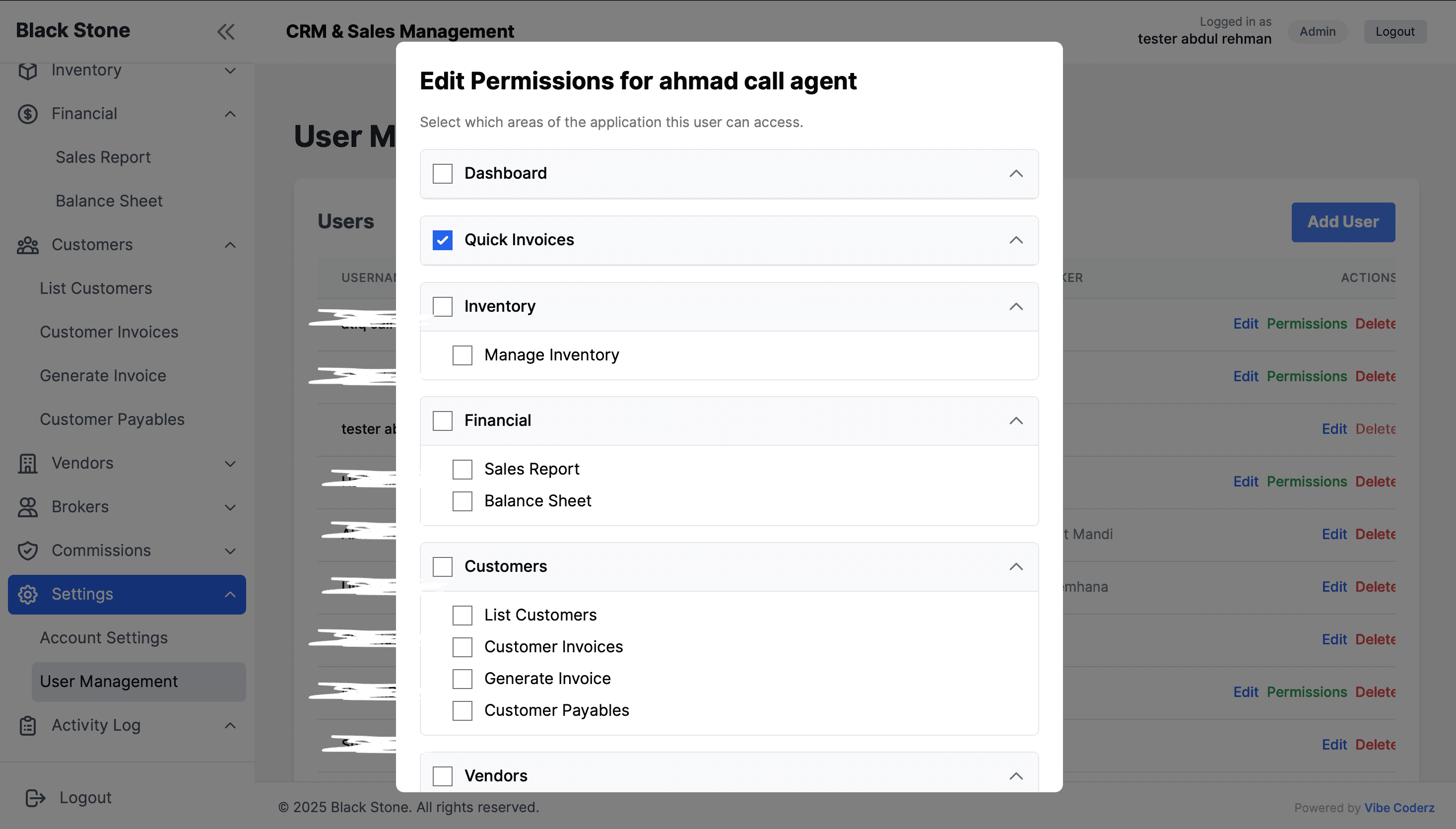 BlackStone CRM interface, view 4