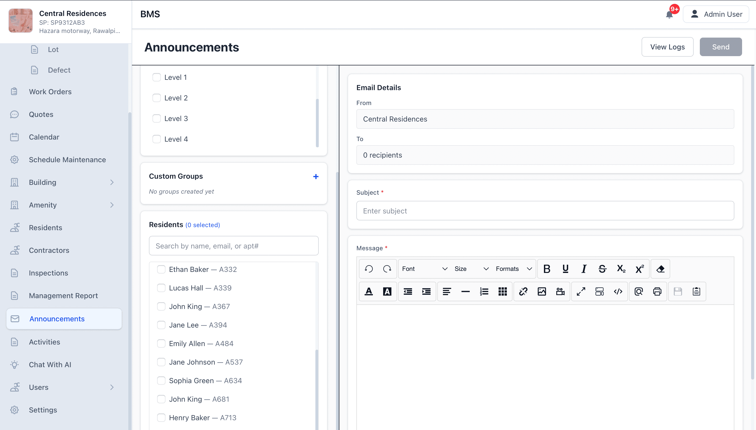 Building Management System interface, view 4
